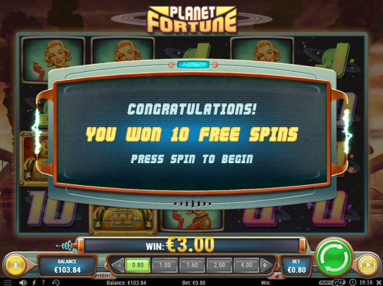 Planet Fortune Play'n GO Free Spins bonus