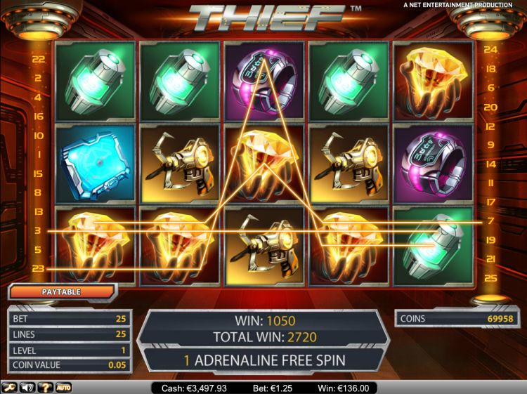 Thief slot NetEnt Adrenaline Free Spin