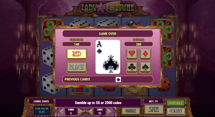Lady of Fortune Play'n GO Gamble Feature