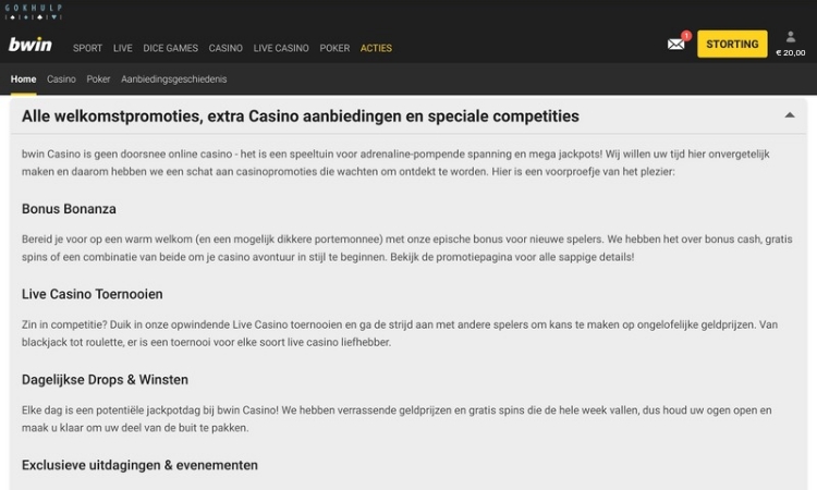 bwin Promoties en Bonussen