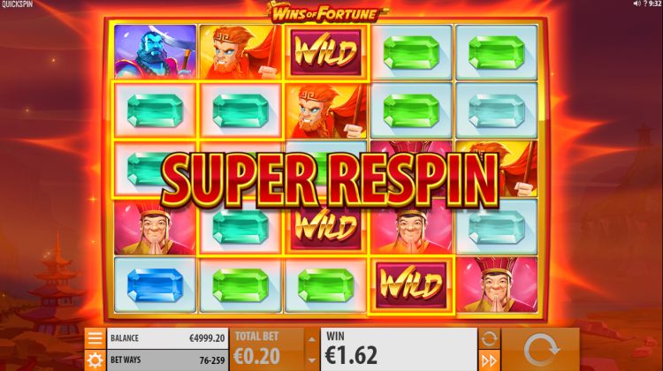 Wins of Fortune slot Respin feature