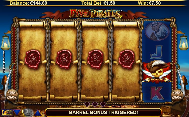 Five Pirates slot Barrel Bonus