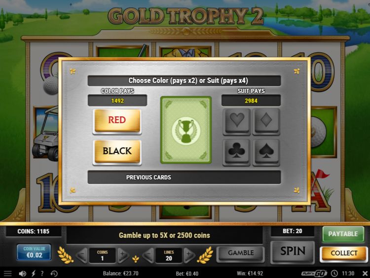 Gold Trophy 2 slot gamble feature