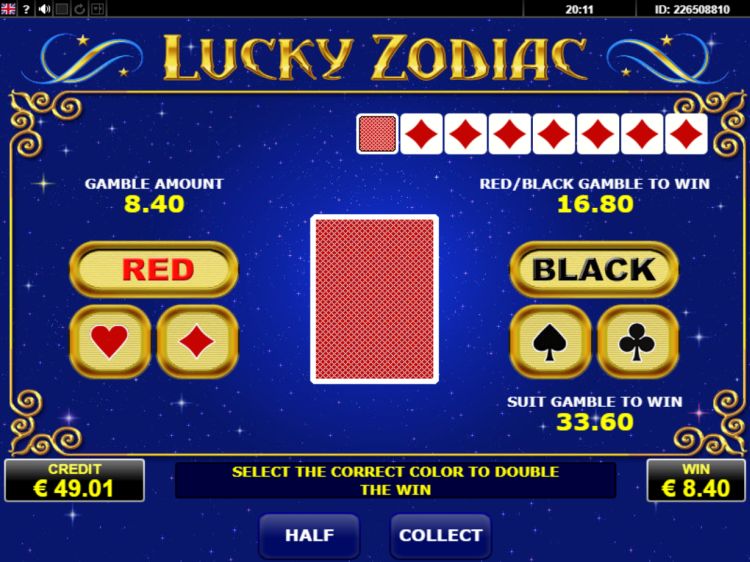 Lucky Zodiac online slot gamble feature