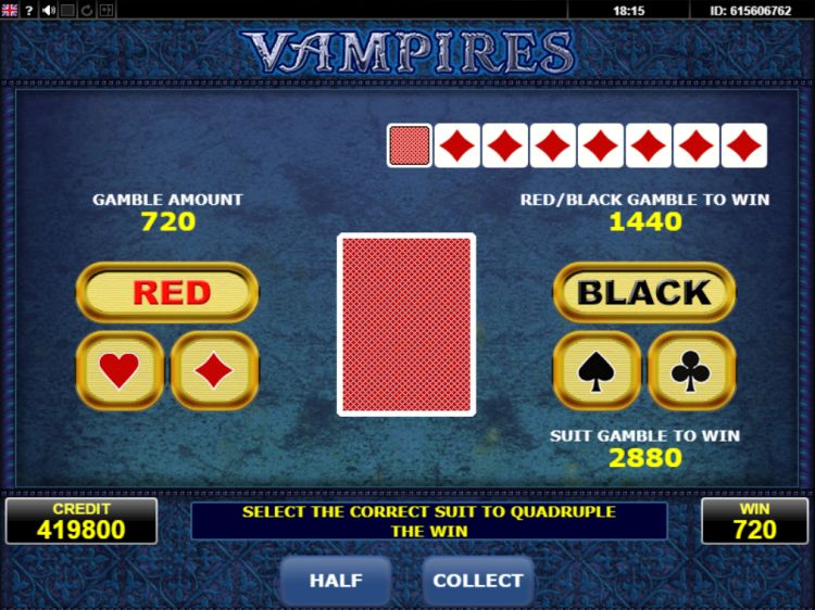 Vampires online slot gamble feature