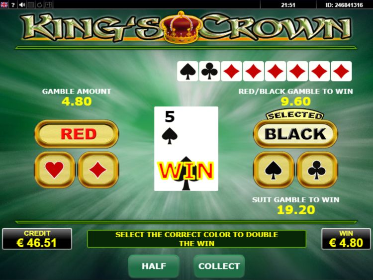 King's Crown online slot gamble feature