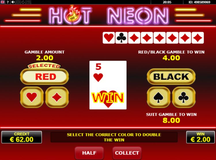 Hot Neon slot gamble feature