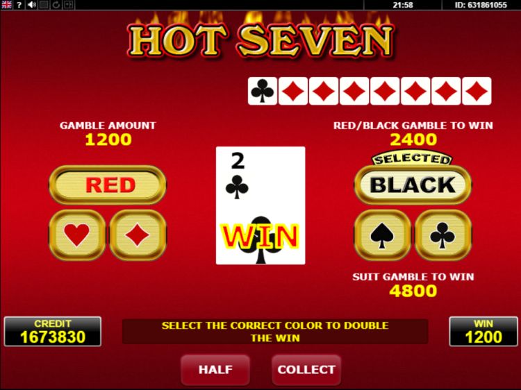 Hot Seven slot gamble feature