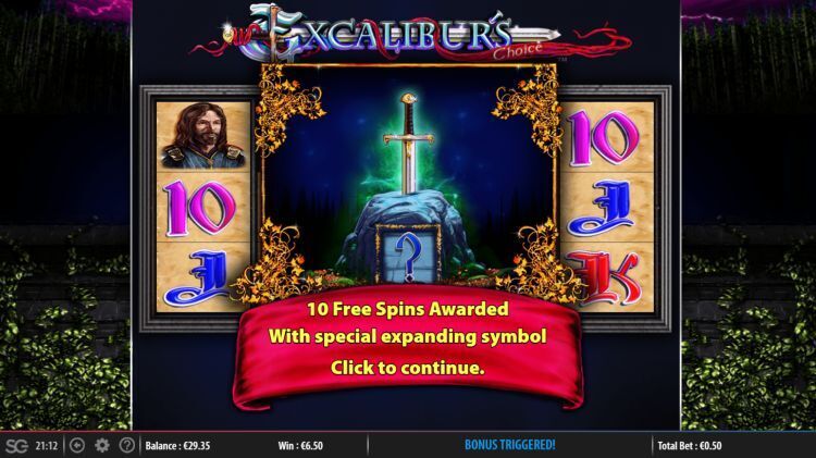 Excaliburs Choice slot Free Spins bonus