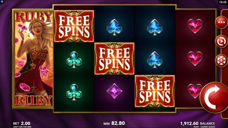 Ruby Casino Queen Free Spins win