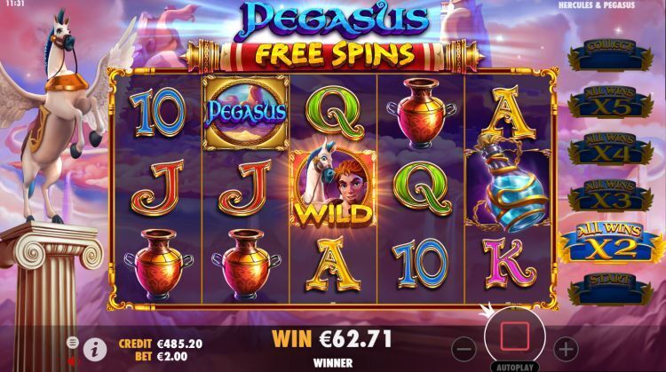 Hercules and Pegasus slot Free Spins bonus