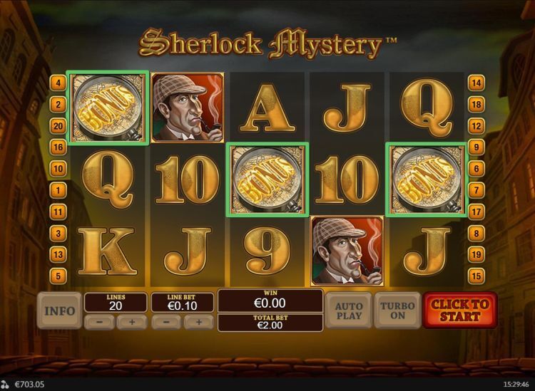 Sherlock Mystery online slot bonus trigger