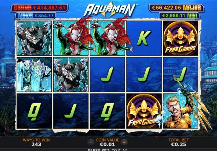 Aquaman online slot gameplay