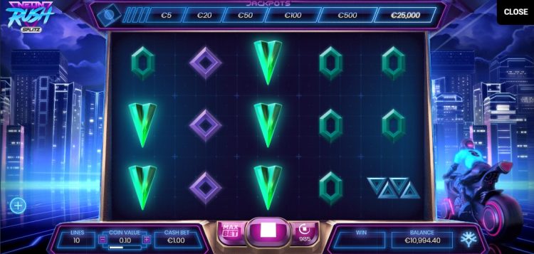 Neon Rush Splitz slot review Yggdrasil