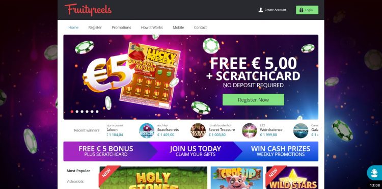 fruityreels no deposit bonus