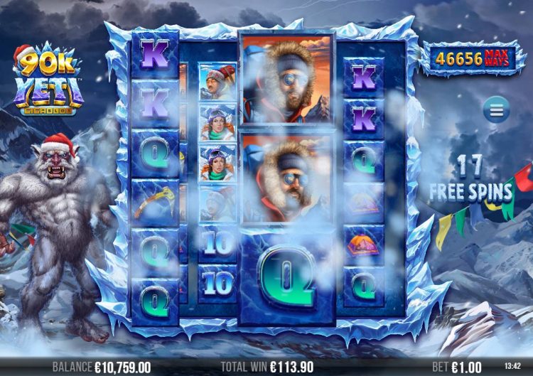 Snowstorm tijdens 90K Yeti Gigablox Free Spins