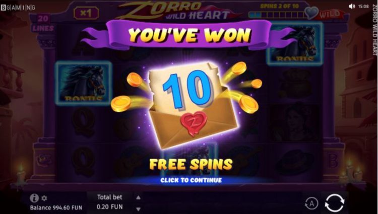 Free Spins van Zorro Wild Heart