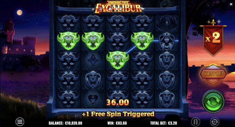 Towering Pays Excalibur Bonus