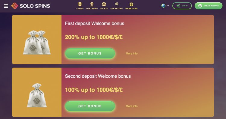 SoloSpins Casino - Bonussen - Promoties