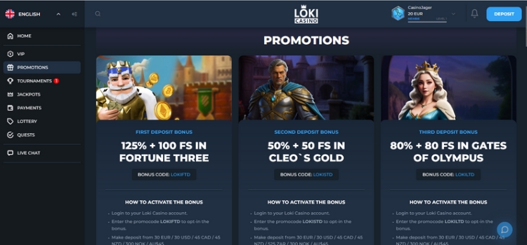 Loki Casino Promoties en Bonussen