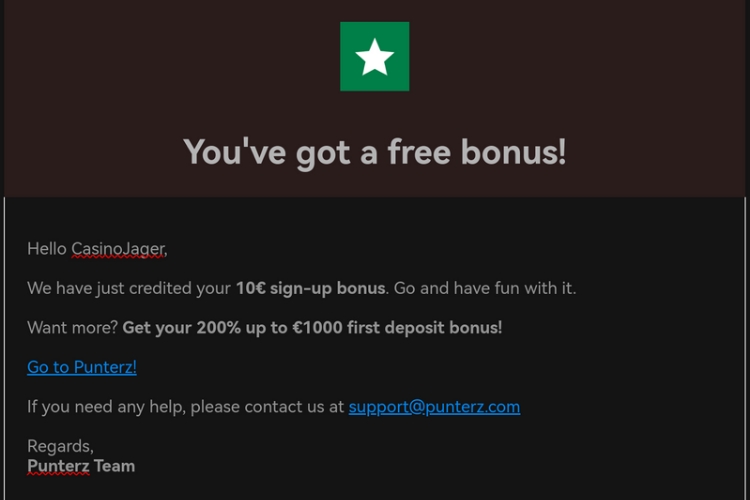 Punterz No Deposit Bonusgeld