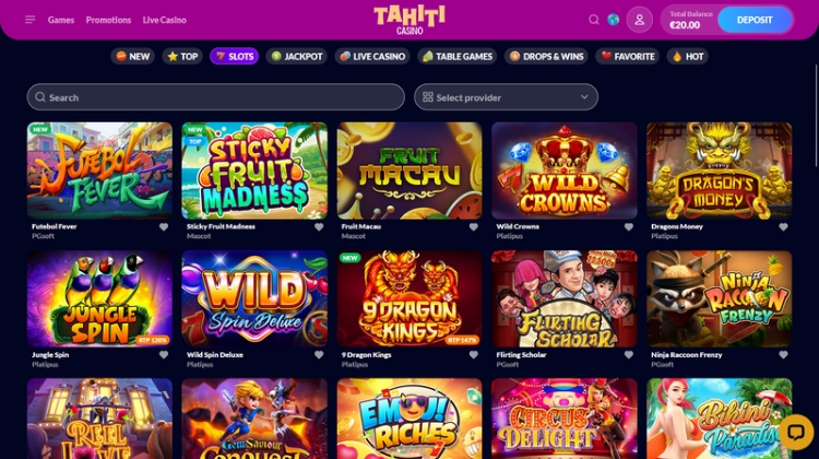 Tahiti Casino Spelaanbod