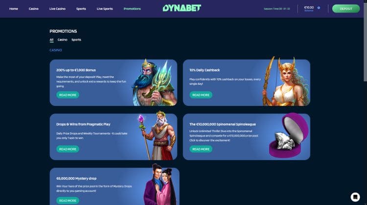 Dynabet Promoties en Bonussen